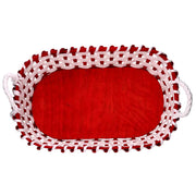 Cesta de mimbre roja ovalada cm60x37h14