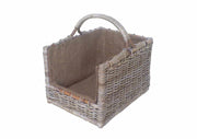 Cesta recta de madera de cloe con forro de yute cm50x38h33-47