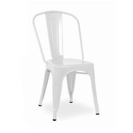 Silla blanco mate en metal bengala