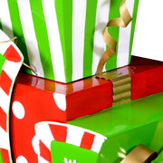 Trineo de metal con regalos verdes cm26x51h115