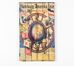 Estampa sobre madera con lienzo multicolor 60x100 cm