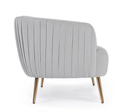 Sofá de 2 plazas efecto terciopelo gris claro Linsay cm 129