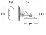 Aplique de fondo medio línea grafito antiguo