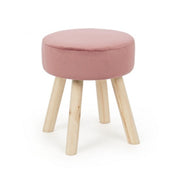 Taburete Adeline de madera efecto terciopelo rosa 38h cm