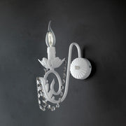 Aplique de hierro blanco Damasco de strass desgastado una luz 25x h28 cm