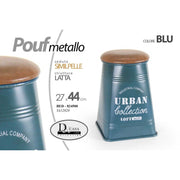 Pouf en la lata industrial Muebles azules modernos 27 x 44 H CM CM