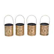 Portavelas de metal dorado negro Love 4 piezas 1p cmø8h10