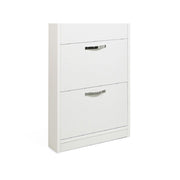 Zapatero slim de fresno blanco en madera de melamina 5 solapas 180x65x15 cm