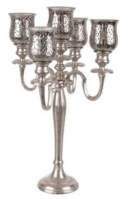 Candelabro estilo clásico 5 fuegos aluminio plata cm 62h