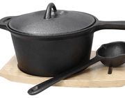 Cacerola Con Tapa + Salvamanteles De Madera 17 Cm X H 9 Cm