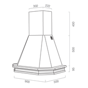 Campana extractora RUSTICA 5 LATI de acero inoxidable blanco y estructura de madera color tabaco 90 cm