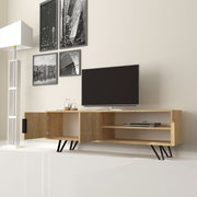 Mueble TV de roble con detalles de hierro fundido 160x35xh.49 cm