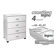 COMO COLOD CASTERS 4 Cajones blancos 68 x 40 x 83 H CM
