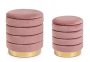 Set2 Pouf Container Darina Rosa Antico en terciopelo