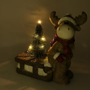 Reno de resina con trineo gris cm30x14h32