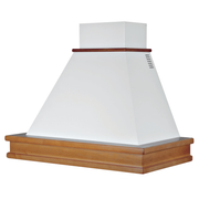 Campana aspirante SYENE de acero inoxidable blanco desde cornisa color madera noce evita cm 90