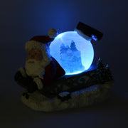 Trineo de Papá Noel bola de cristal led de resina con música cm19,5x12,5h18