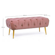 Mueble banco otomano rosa con patas 103x46x40h cm