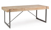 Mesa urbana industrial Garrett con tapa de madera