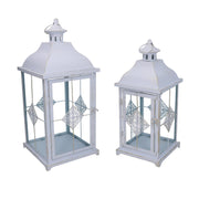 Farol de metal 1-2 cuadrado oro blanco mate cm22x22h51