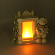 Chimenea de resina con muñeco de nieve led blanco cm27x12h23