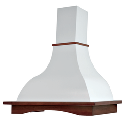 Campana extractora PROVENZA de acero inoxidable blanco y estructura de madera color tabaco 90 cm