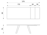 Mesa extensible 170/270x90 cm gris oscuro