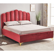 Cama Matrimonial con Almacenamiento Artu Rojo Cabecera Tallada 160x190 cm