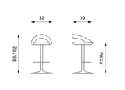 Taburete en polipiel roja 39x32x80/102h cm