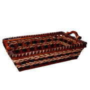 Cesta mimbre crema nogal rectangular cm53x38h13