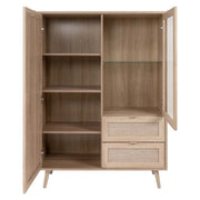 Aparador dos puertas dos cajones dos puertas efecto mimbre BALI 101.5x 40x h139 cm