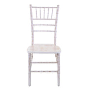 Silla de madera chiavari blanqueada con cojín marfil 40x40h43 - 92 cm