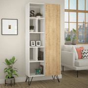 Librería Jedda blanca con puerta roble 80,6x191