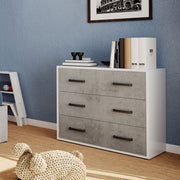 Como 'maxi 3 cajones en gris cemento en madera de melamina Al.81x L.91x P.45 cm