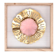 Cuadro de flores en metal con marco dorado cm25x25h3,5