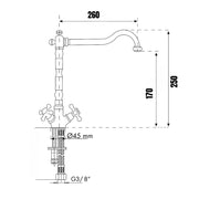 Grifo de cocina bicomando en cobre antiguo 27RA570B