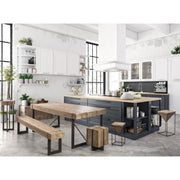 Taburete de acero con asiento en madera de abeto PRISMY 25,5x25,5x h46 cm