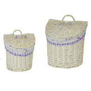 Cesta colgante mimbre 1-2 media luna lavanda cm28x21h22-29