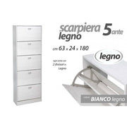 Riel de zapato blanco doble 5 puertas 63 x 24 x 180 H CM CM