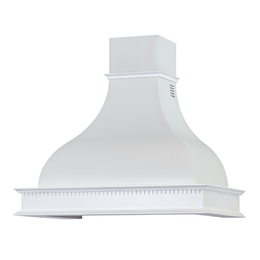 Campana de cocina rústica FAMILY blanca con estructura de madera con incrustaciones de 90 cm