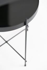 Mesa de cristal de metal negro cm 70 x 70 xh 40