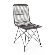Silla de estilo moderno en acero y kubu negro LUCILA 45x55x h85 cm