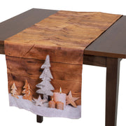 Camino de tela con adornos LED beige cm40x150