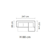 Sofá rinconera Alyssa península reversible naranja 247x157