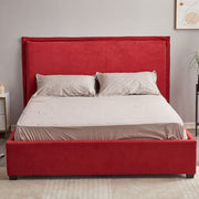 Cama Matrimonial con Almacenamiento en Tela Roja 170x206x118 cm