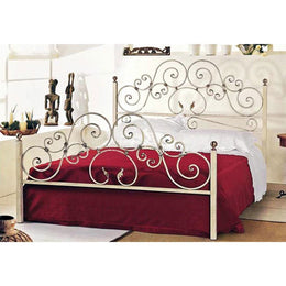 Hierro forjado cama doble italiana color marfil