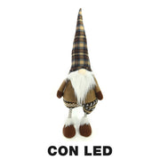 Gnomo de tela con led beige cm18x15h55