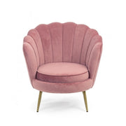 Sillón retro de terciopelo rosa pavo real cm 80 x 76 x 84 h