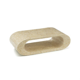 Mesa de centro moderna de piedra beige 120 x 62 x h 35 cm