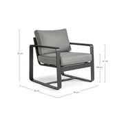 Sillón de jardín en aluminio antracita MERRIGAN YK13 74x78x h84 cm